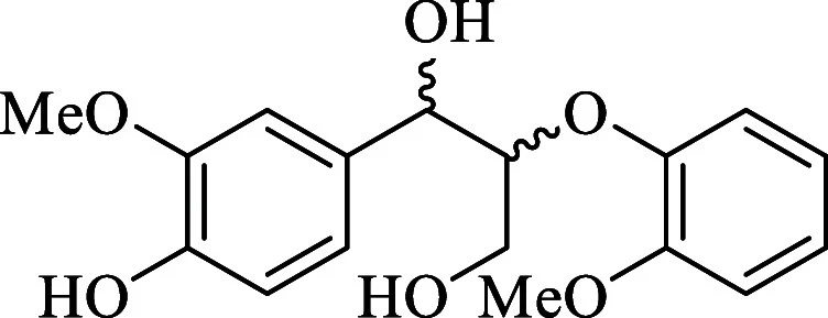 木质素模型化合物愈创木基甘油-β-愈创木基醚(GGE)的化学结构。