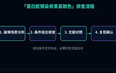 教程配图3:蛋白胶银染背景高脱色 排查流程示意