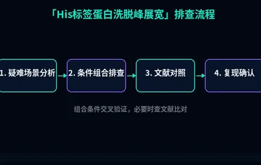 教程配图3:His标签蛋白洗脱峰展宽 排查流程示意