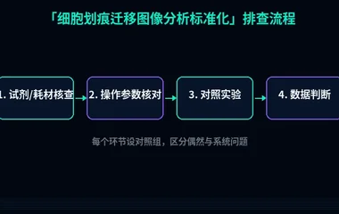 教程配图2:细胞划痕迁移图像分析标准化 排查流程示意