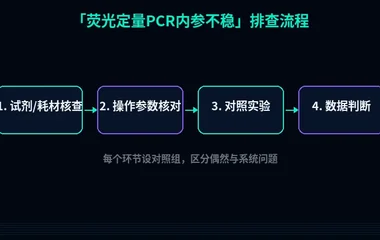 教程配图2:荧光定量PCR内参不稳 排查流程示意