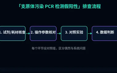 教程配图2:支原体污染 PCR 检测假阳性 排查流程示意