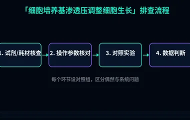 教程配图2:细胞培养基渗透压调整细胞生长 排查流程示意
