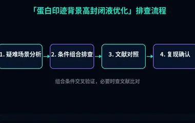 教程配图3:蛋白印迹背景高封闭液优化 排查流程示意