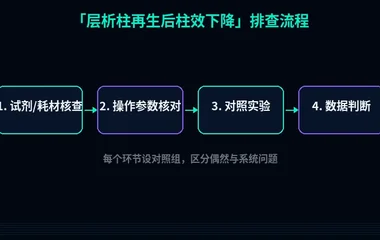 教程配图2:层析柱再生后柱效下降 排查流程示意