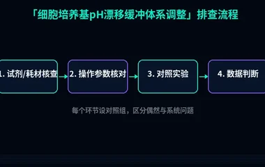 教程配图2:细胞培养基pH漂移缓冲体系调整 排查流程示意
