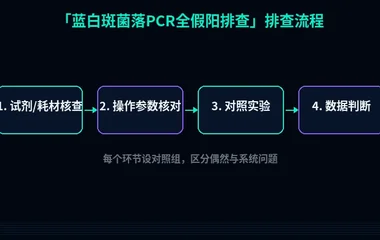 教程配图2:蓝白斑菌落PCR全假阳排查 排查流程示意