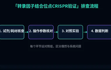 教程配图2:转录因子结合位点CRISPR验证 排查流程示意