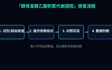教程配图2:酵母发酵乙酸积累代谢调控 排查流程示意