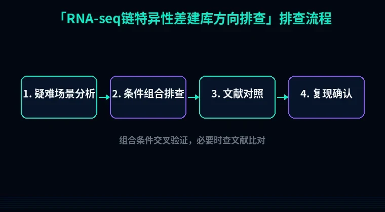 教程配图3:RNA-seq链特异性差建库方向排查 排查流程示意