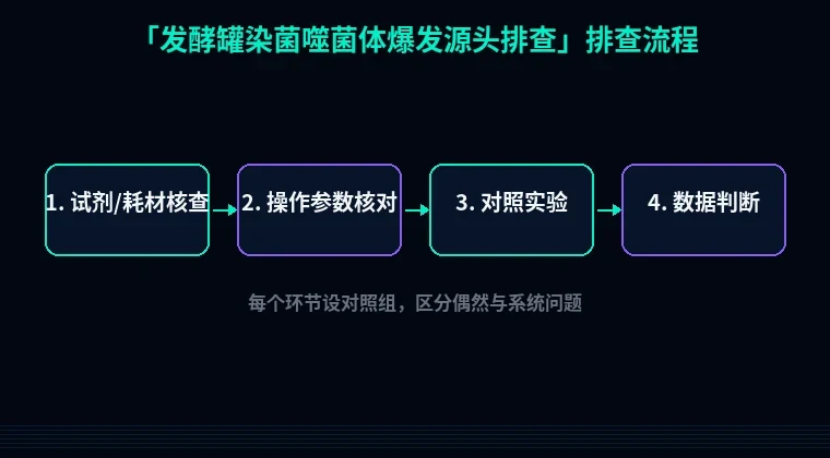 教程配图2:发酵罐染菌噬菌体爆发源头排查 排查流程示意