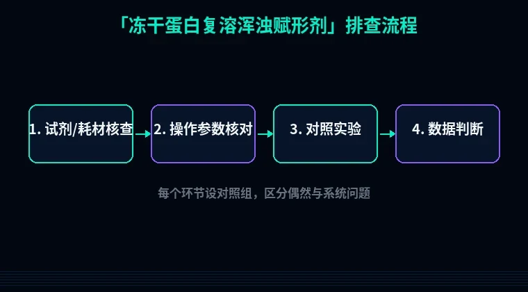 教程配图2：冻干蛋白复溶浑浊赋形剂 排查流程示意