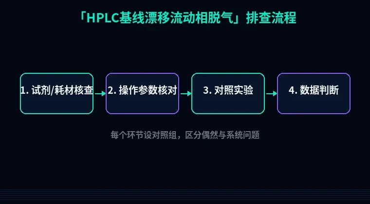 教程配图2:HPLC基线漂移流动相脱气 排查流程示意