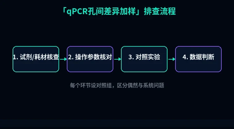 教程配图2:qPCR孔间差异加样 排查流程示意